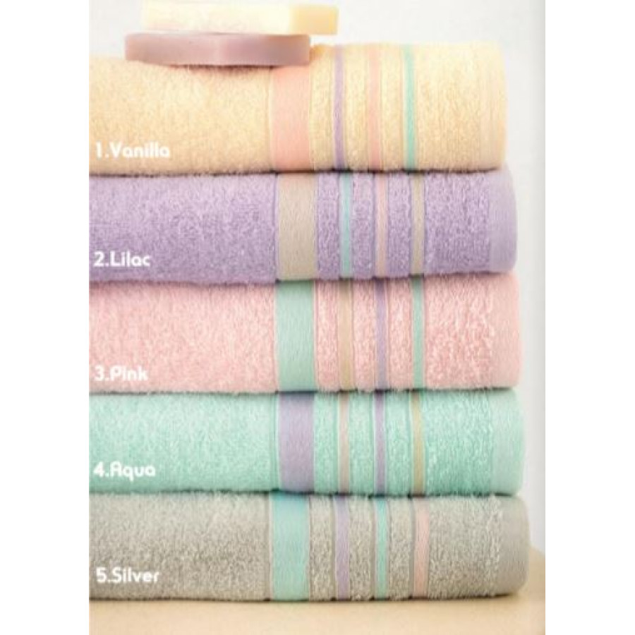 Σετ Πετσέτες 3 τεμ (Χειρός|Προσώπου|Λουτρού) Μονόχρωμες με Μπορντούρα Palamaiki Monica Pink