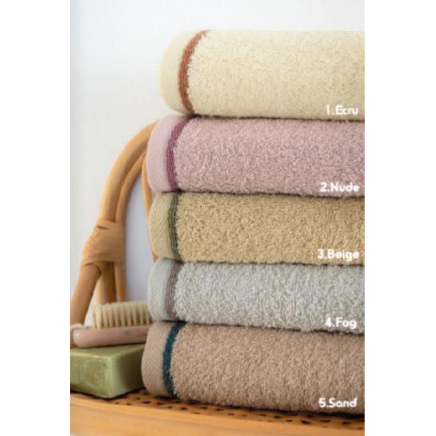 Σετ Πετσέτες 3 τεμ (Χειρός|Προσώπου|Λουτρού) Μονόχρωμες με Μπορντούρα Palamaiki Ros Beige