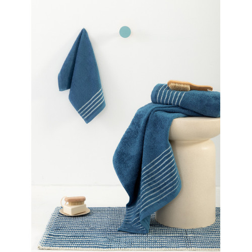 Σετ Πετσέτες 3 τεμ (Χειρός|Προσώπου|Λουτρού) Μονόχρωμες με Ρίγες Palamaiki Ser Blue