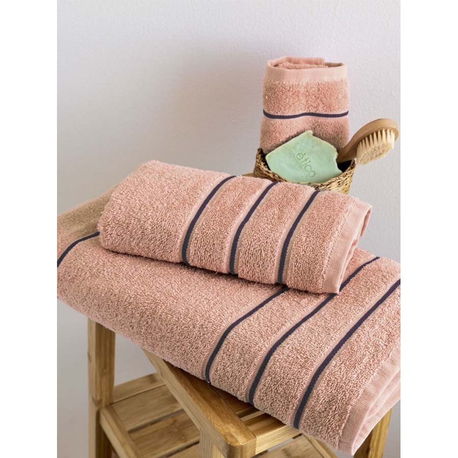 Σετ Πετσέτες 3 τεμ (Χειρός|Προσώπου|Λουτρού) Μονόχρωμες με Ρίγες Palamaiki Jodi Coffee