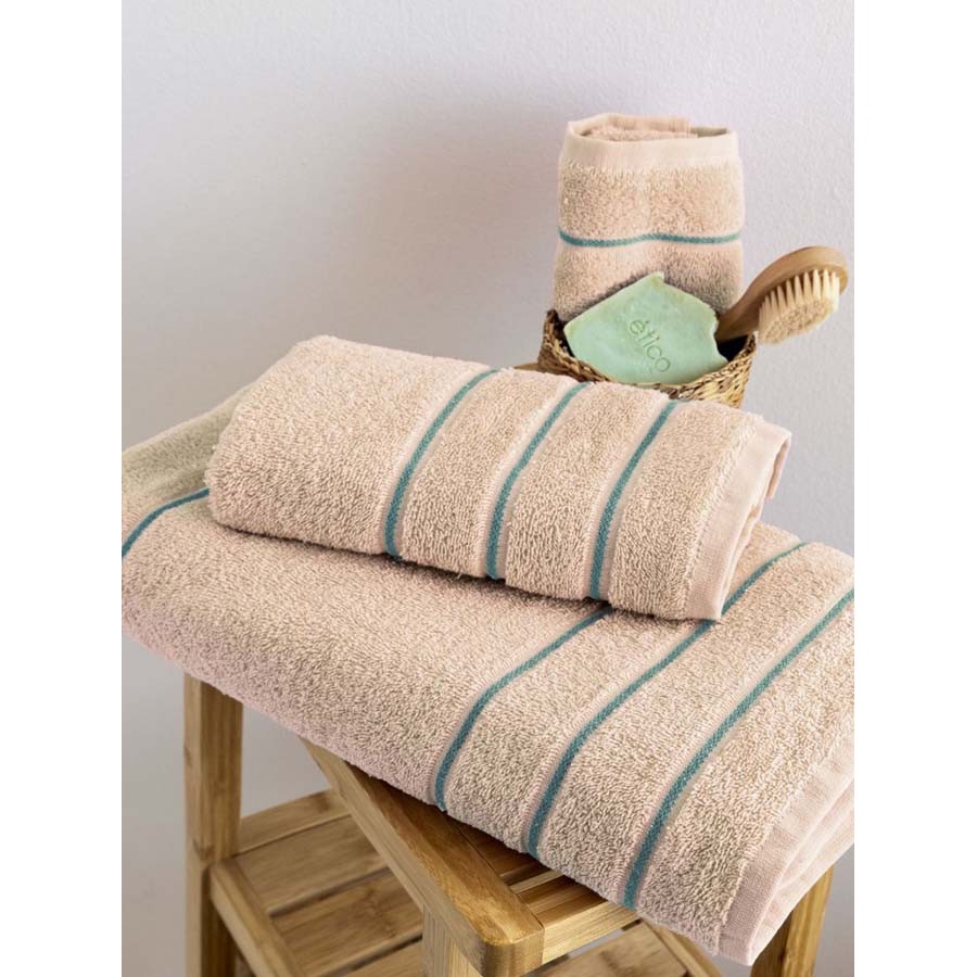 Σετ Πετσέτες 3 τεμ (Χειρός|Προσώπου|Λουτρού) Μονόχρωμες με Ρίγες Palamaiki Jodi Ecru