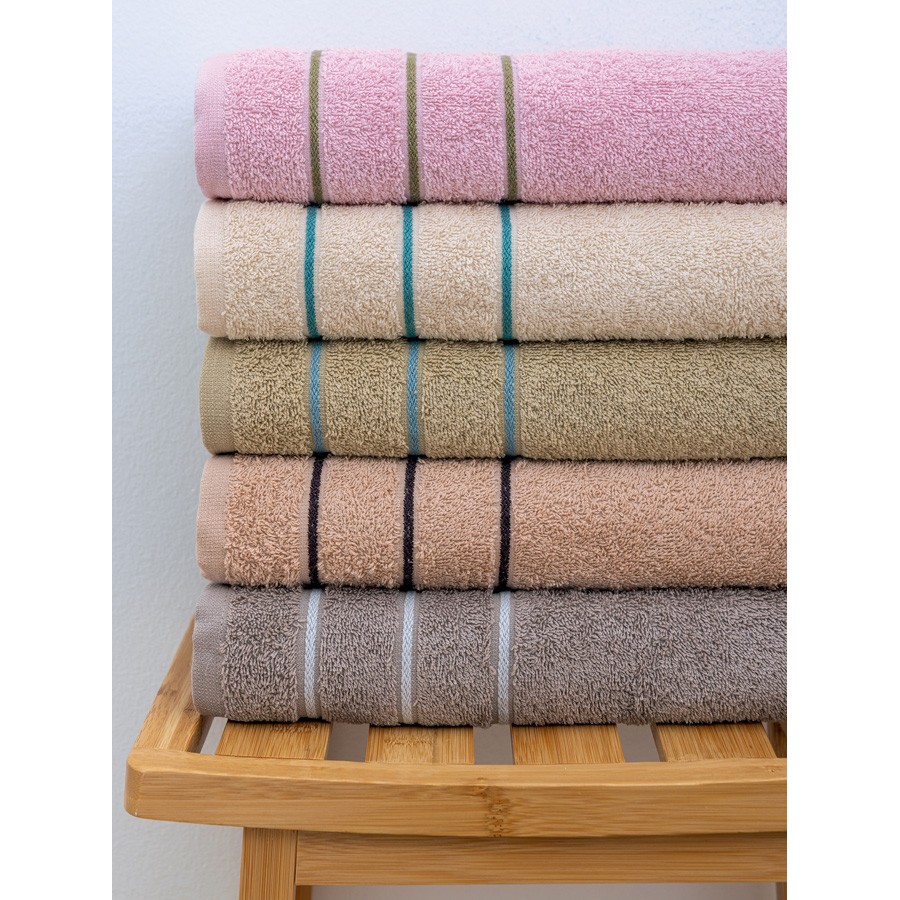 Σετ Πετσέτες 3 τεμ (Χειρός|Προσώπου|Λουτρού) Μονόχρωμες με Ρίγες Palamaiki Jodi Coffee