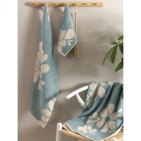 Σετ Πετσέτες 3 τεμ (Χειρός|Προσώπου|Λουτρού) Με Floral Σχέδιο 550 γραμ/τμ Palamaiki Lou Sky