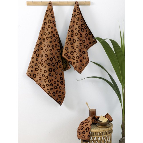 Σετ Πετσέτες 3 τεμ (Χειρός|Προσώπου|Λουτρού) Με Animal Print Σχέδιο 550 γραμ/τμ Palamaiki Pam Black