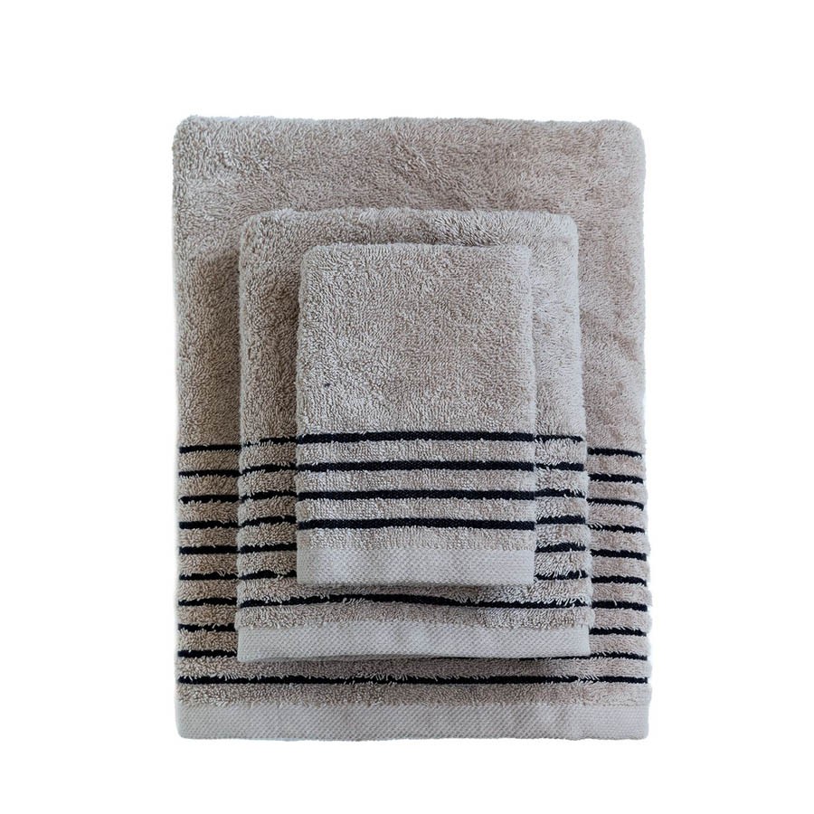 Σετ Πετσέτες 3 τεμ (Χειρός|Προσώπου|Λουτρού) Μονόχρωμες με Ρίγες Palamaiki Ser Fog