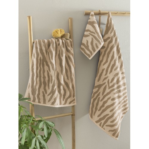 Σετ Πετσέτες 3 τεμ (Χειρός|Προσώπου|Λουτρού) Με Animal Print Σχέδιο 550 γραμ/τμ Palamaiki Zeb Fog