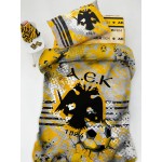 Σετ Παπλωματοθήκη Μονή (170x250) Βαμβακερή Διπλής Όψης 144 κλωστές Aek 1924 AEK8