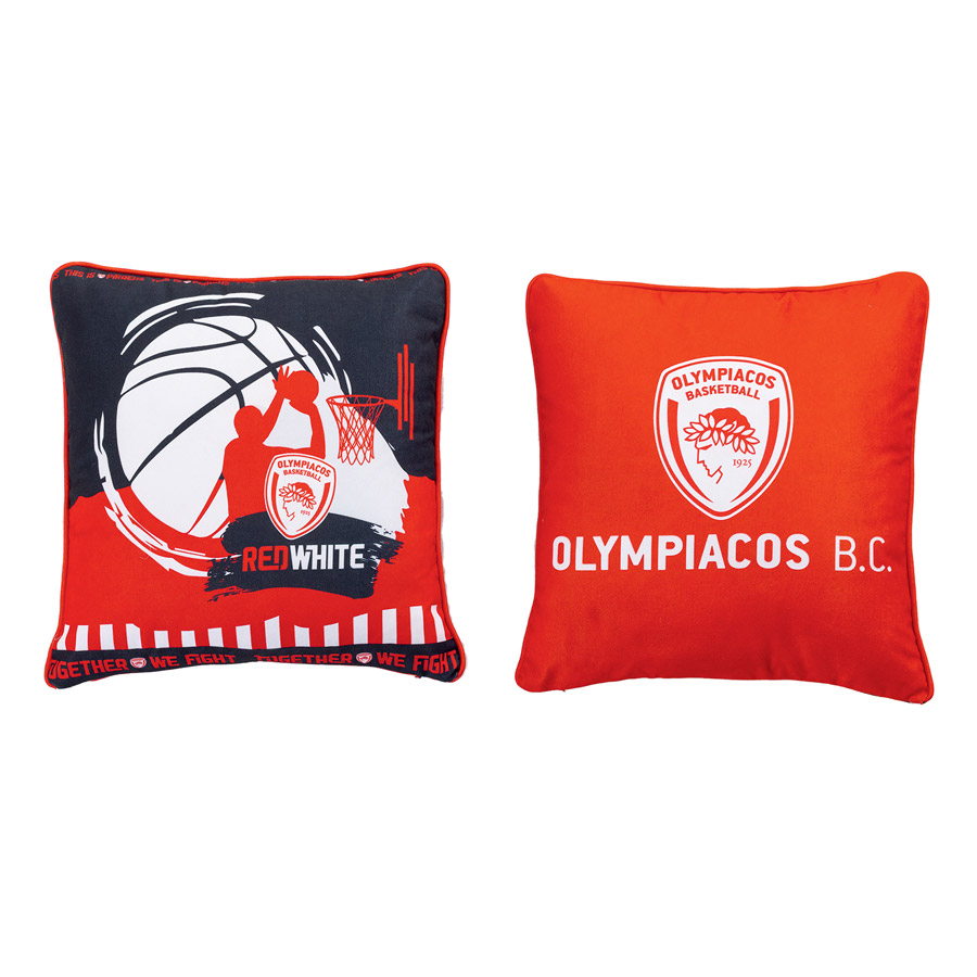 Διακοσμητική Μαξιλαροθήκη Ολυμπιακού (43x43) Διπλής Όψεως Palamaiki Olymbiacos Oly