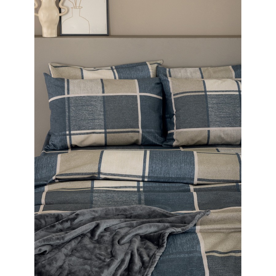 Σετ Σεντόνια Φανελένια Υπέρδιπλα (240x265) Με Λάστιχο Palamaiki Flannel Beauty FB0236