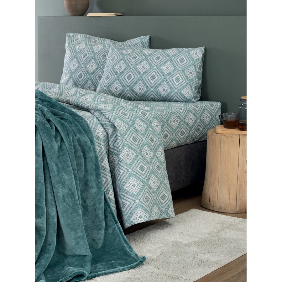 Σετ Σεντόνια Φανελένια Υπέρδιπλα (240x265) Με Λάστιχο Palamaiki Flannel Beauty FB0239