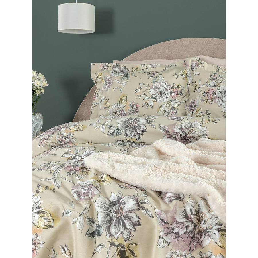 Σετ Σεντόνια Σούπερ Υπέρδιπλα (King Size) (240x270) Βαμβακοσατέν 200 Kλωστών Palamaiki Ivy IS813