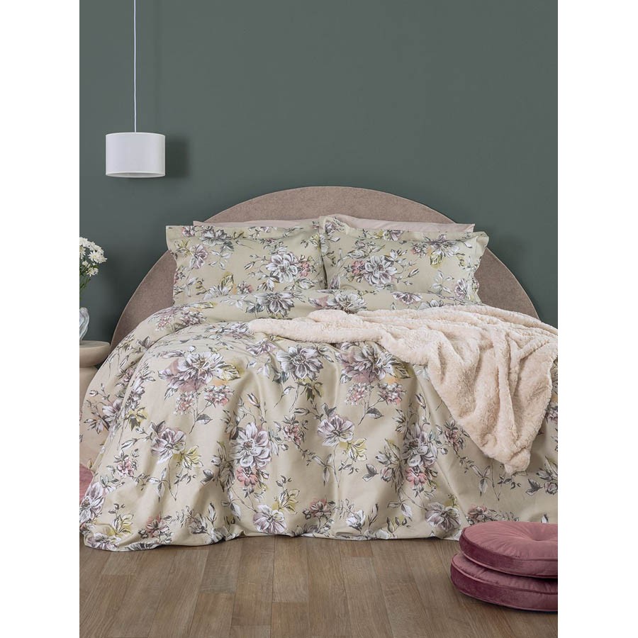 Σετ Σεντόνια Σούπερ Υπέρδιπλα (King Size) (240x270) Βαμβακοσατέν 200 Kλωστών Palamaiki Ivy IS813