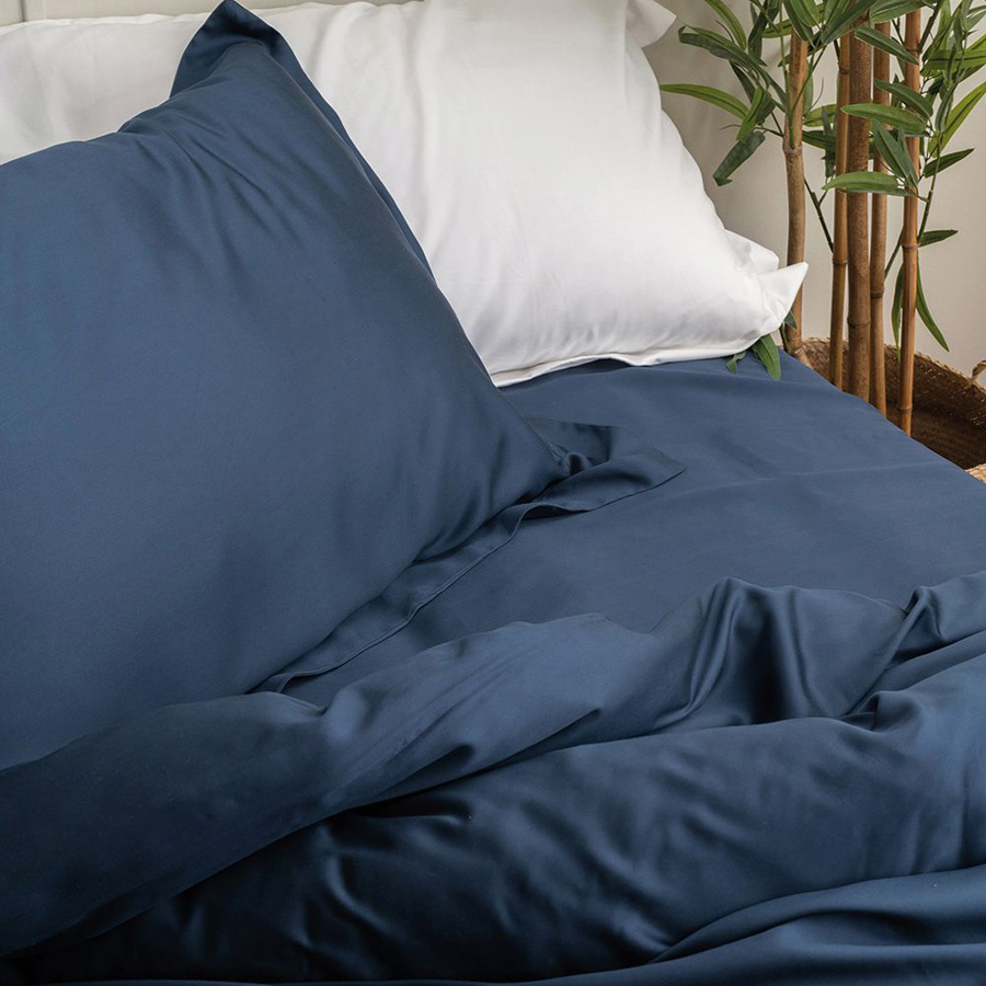 Σετ Σεντόνια Υπέρδιπλα (250x270) Ίνες Bamboo 300 κλωστών Palamaiki Nature Navy