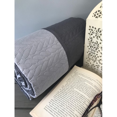 Κουβερλί Υπέρδιπλο (210x230) Διπλής Όψης Newhome Yarn Σκούρο Γκρι-Ανοικτό Γκρι