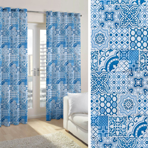 Έτοιμη Κουρτίνα με κρίκους (140x250) Newhome Alessio azul