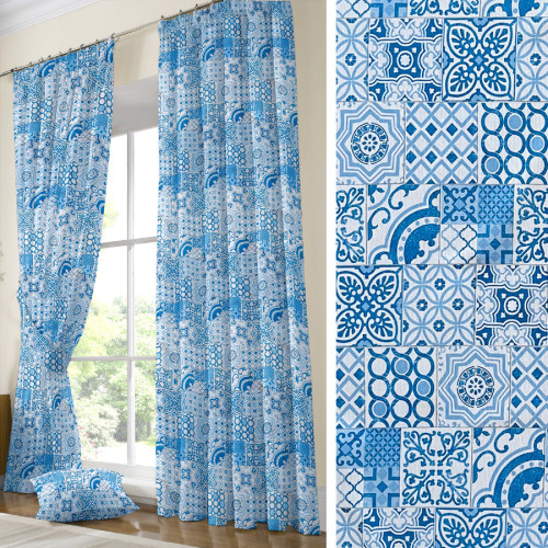 Έτοιμη Κουρτίνα με τρέσσα (137x250) Newhome Alessio azul