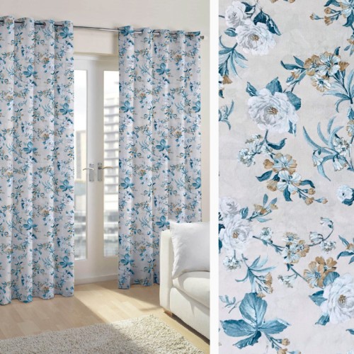 Έτοιμη Κουρτίνα με κρίκους (140x250) Newhome Amara turquesa