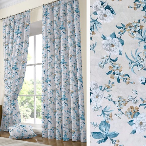 Έτοιμη Κουρτίνα με τρέσσα (137x250) Newhome Amara turquesa