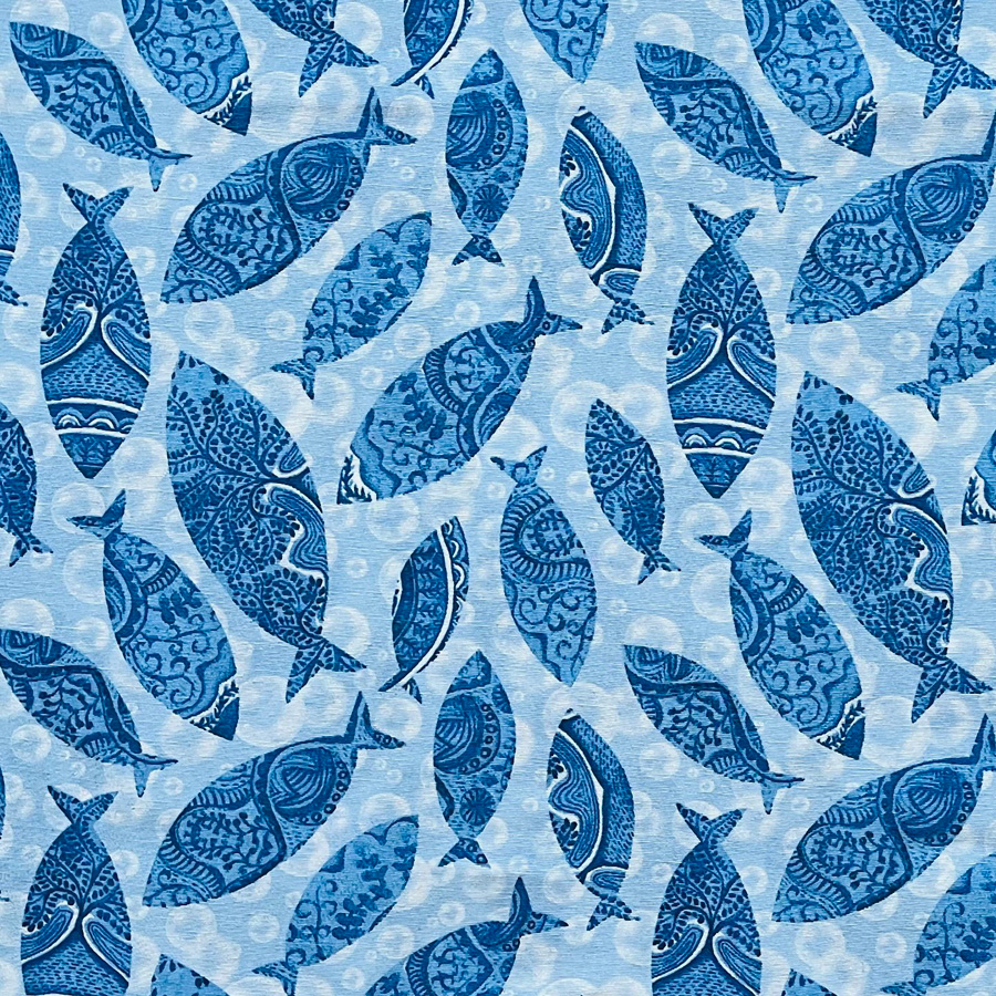 Έτοιμη Κουρτίνα με κρίκους (140x250) Newhome Bluefish Azul