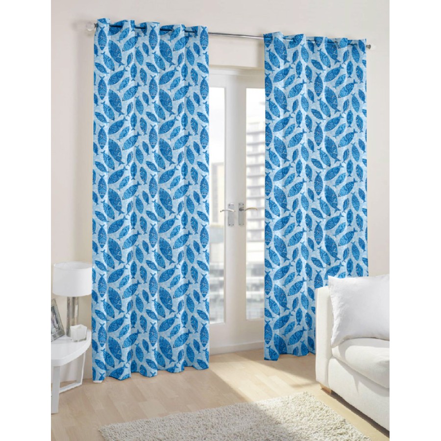 Έτοιμη Κουρτίνα με κρίκους (140x250) Newhome Bluefish Azul