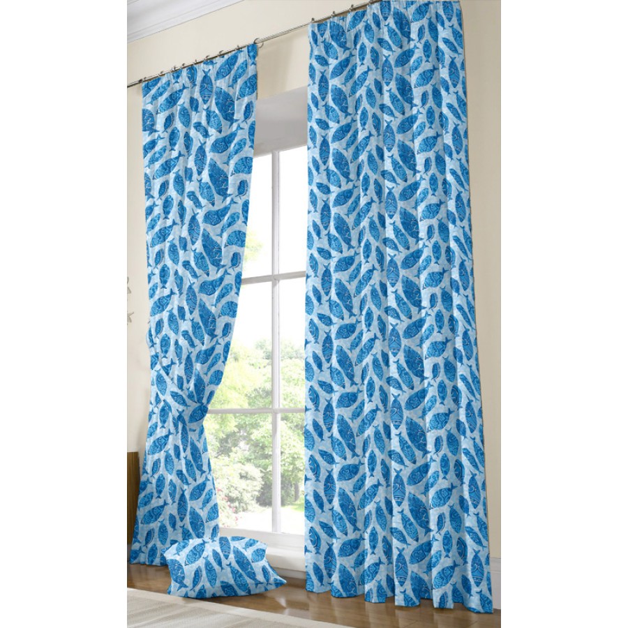 Έτοιμη Κουρτίνα με τρέσσα (200x250) Newhome Bluefish Azul