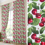 Έτοιμη Κουρτίνα με τρέσσα (137x250) Newhome Cerezas unico με κεράσια