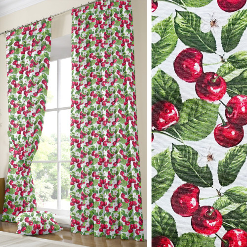 Έτοιμη Κουρτίνα με τρέσσα (137x250) Newhome Cerezas unico με κεράσια