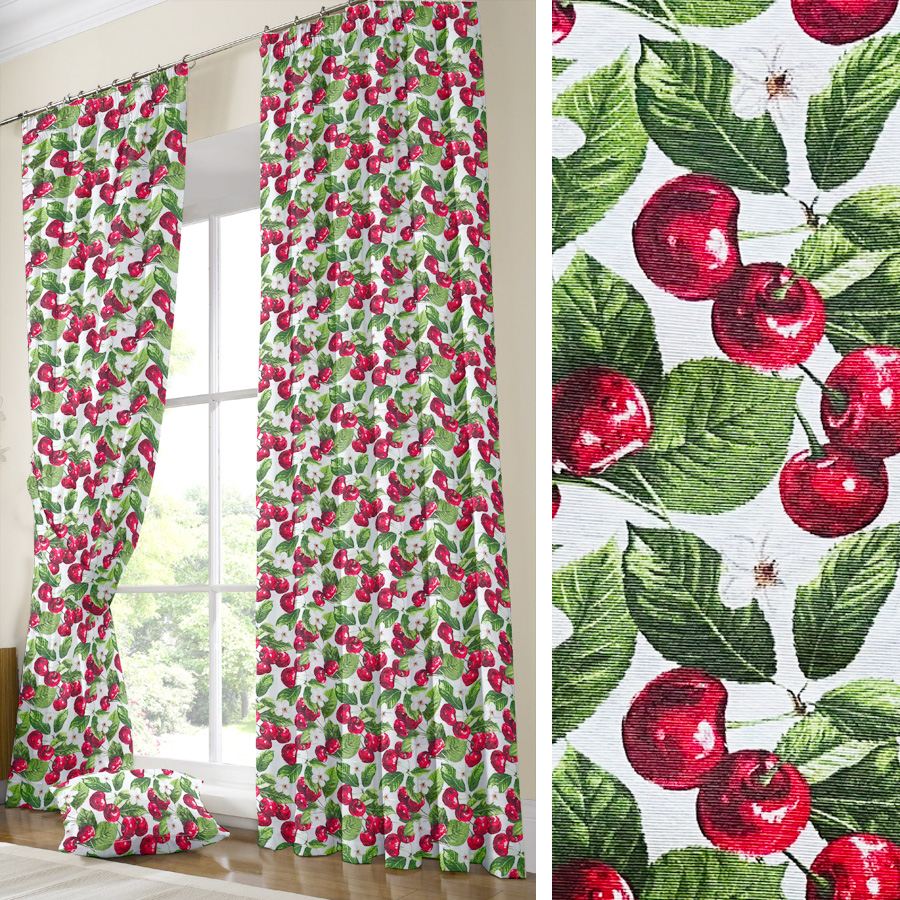 Έτοιμη Κουρτίνα με τρέσσα (200x250) Newhome Cerezas unico με κεράσια