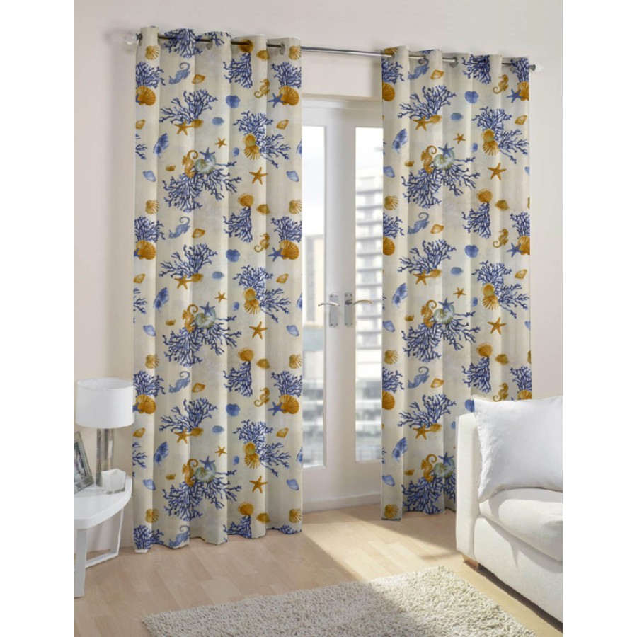 Έτοιμη Κουρτίνα με κρίκους (140x250) Newhome Coralina Azul