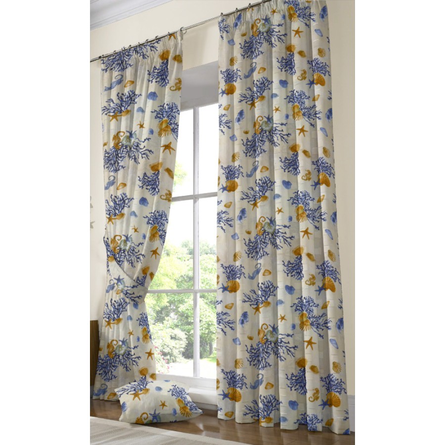 Έτοιμη Κουρτίνα με τρέσσα (137x250) Newhome Coralina Azul