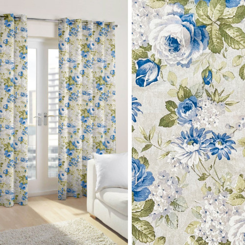 Έτοιμη Κουρτίνα με κρίκους (140x250) Newhome Dalia Azul