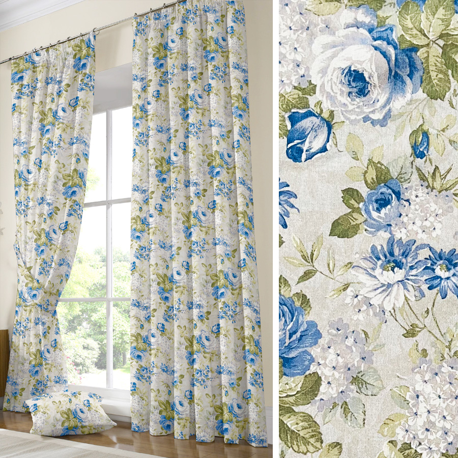 Έτοιμη Κουρτίνα με τρέσσα και δέστρα (200x250) Newhome Dalia Azul