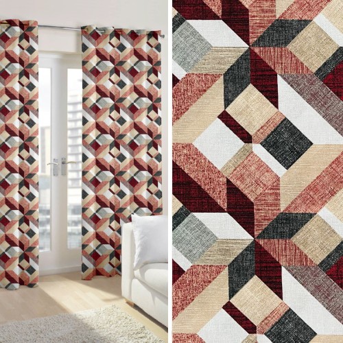 Έτοιμη Κουρτίνα με κρίκους (140x250) Newhome Hasna Rojo