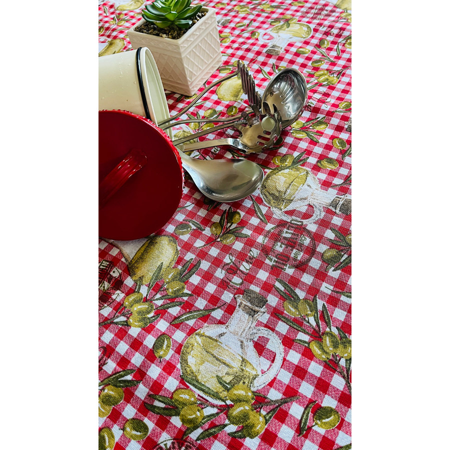 Τραπεζομάντηλο 6 ατόμων (135x175) Newhome Jaen rojo καρώ