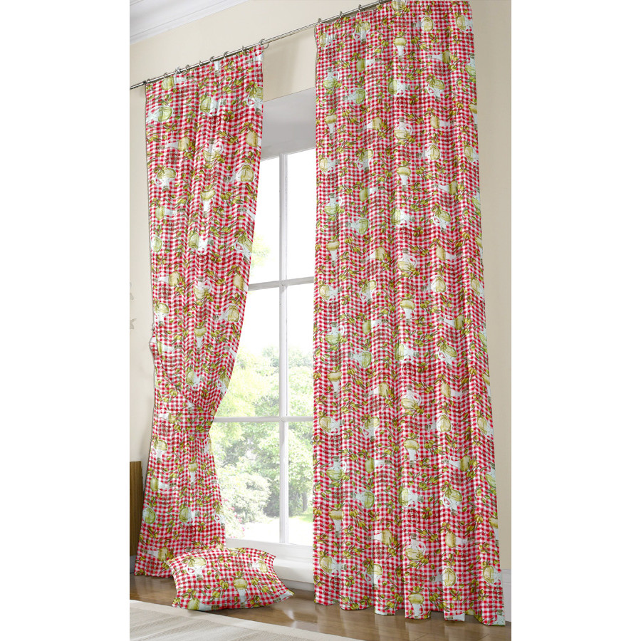 Έτοιμη Κουρτίνα με τρέσσα (137x250) Newhome Jaen rojo καρώ