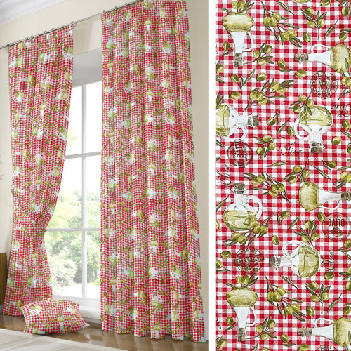 Έτοιμη Κουρτίνα με τρέσσα (137x250) Newhome Jaen rojo καρώ