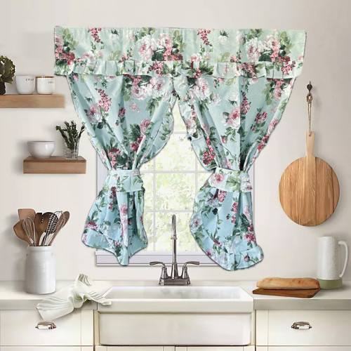 Έτοιμη κουρτίνα Κρουαζέ για Κουζίνα (130x120) NEWHOME Eliana Turquesa