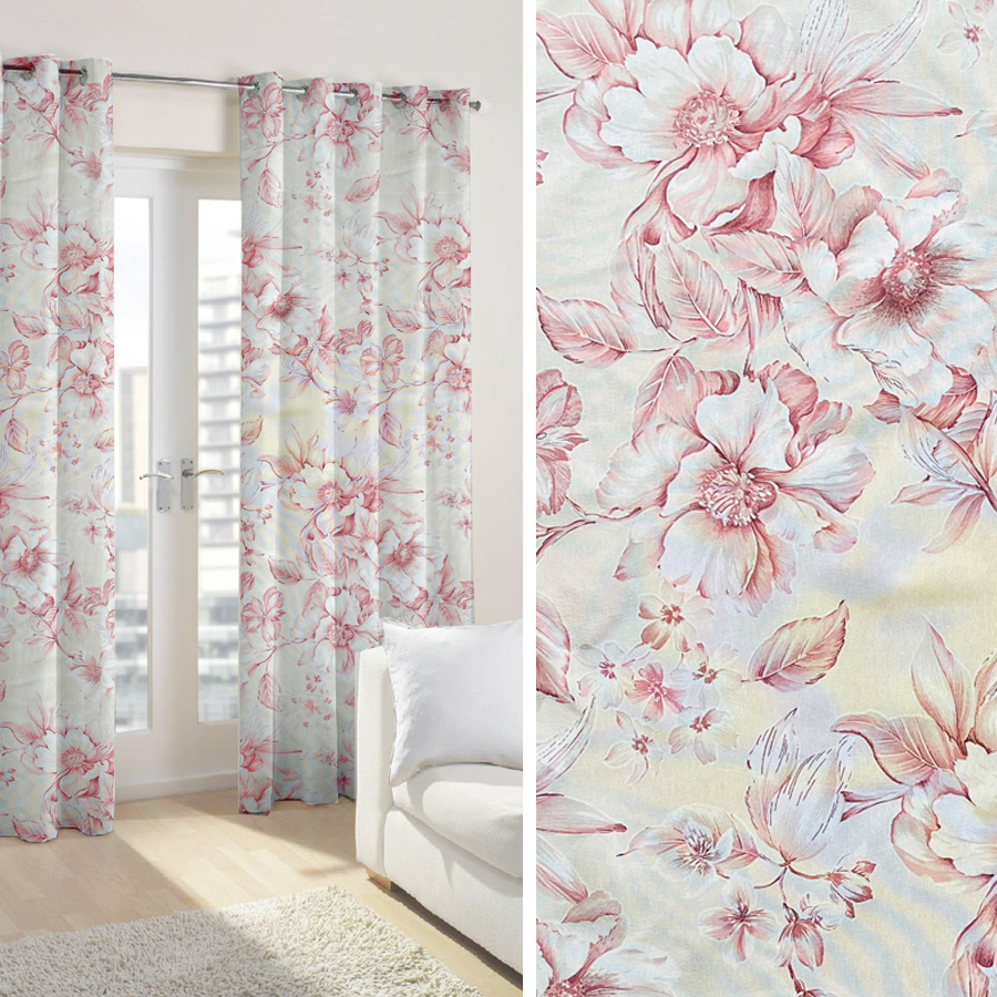 Έτοιμη Κουρτίνα με κρίκους (140x250) Newhome Loto Rosa