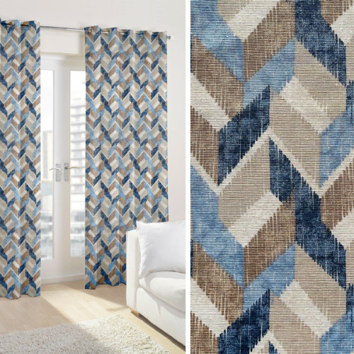 Έτοιμη Κουρτίνα με κρίκους (130x250) Newhome Nexus Azul