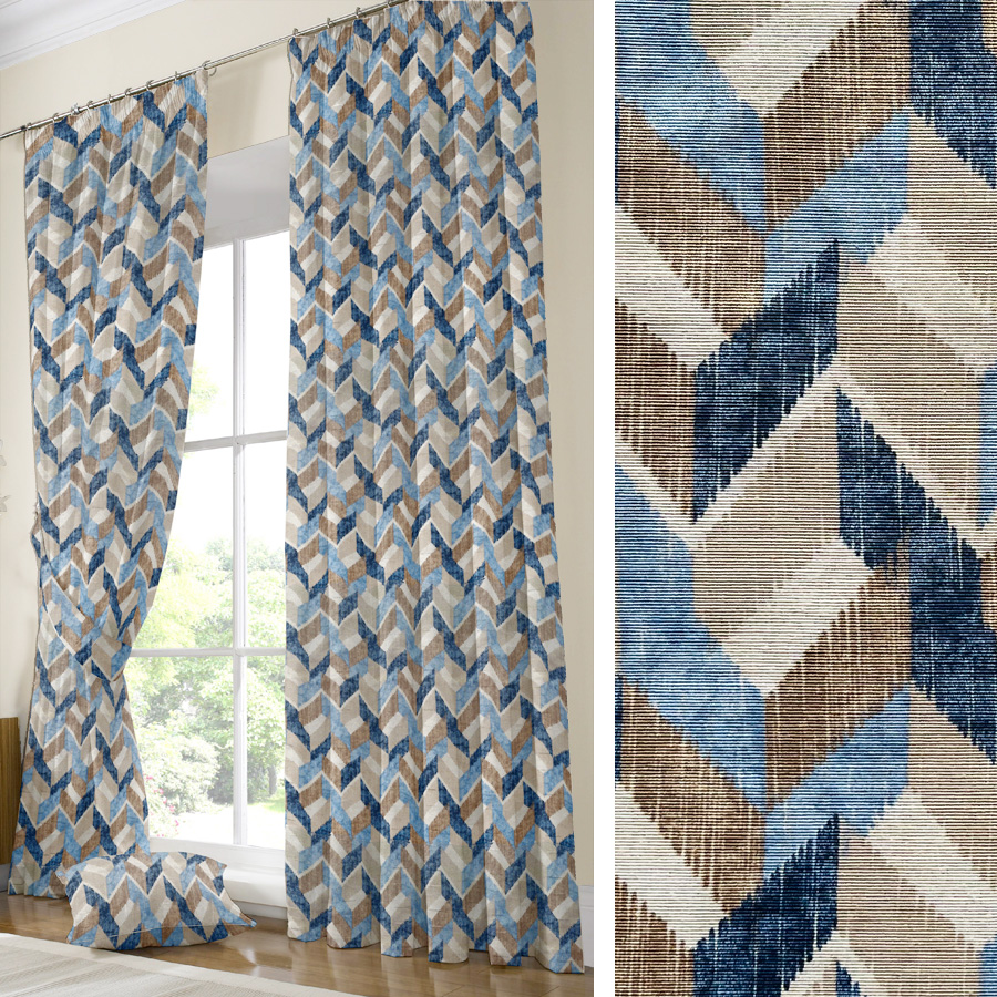 Έτοιμη Κουρτίνα με τρέσσα και δέστρα (137x250) Newhome Nexus Azul