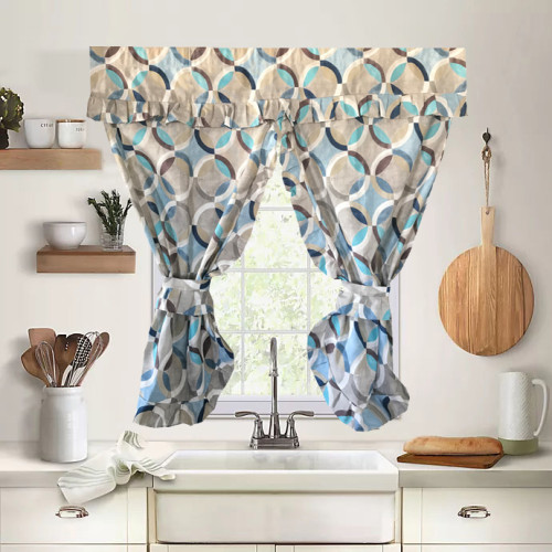 Έτοιμη κουρτίνα Κρουαζέ για Κουζίνα (130x120) NEWHOME Ritmo Azul