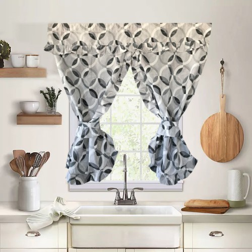 Έτοιμη κουρτίνα Κρουαζέ για Κουζίνα (130x120) NEWHOME Ritmo Gris