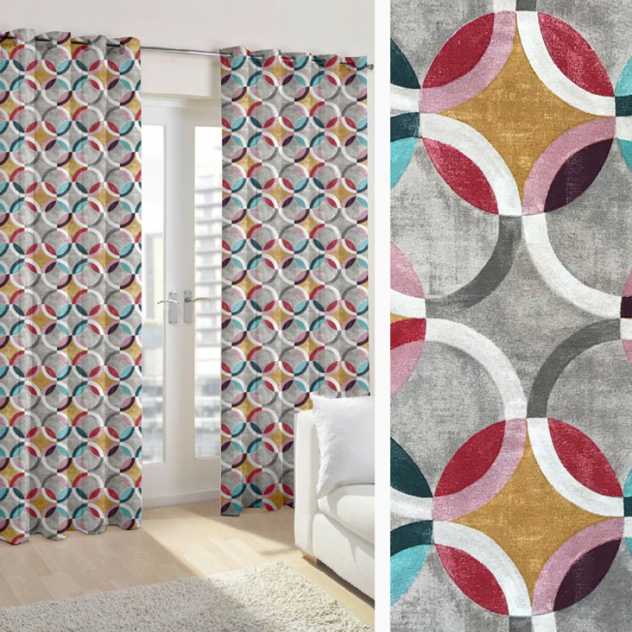 Έτοιμη Κουρτίνα με κρίκους (140x250) Newhome Ritmo Rojo