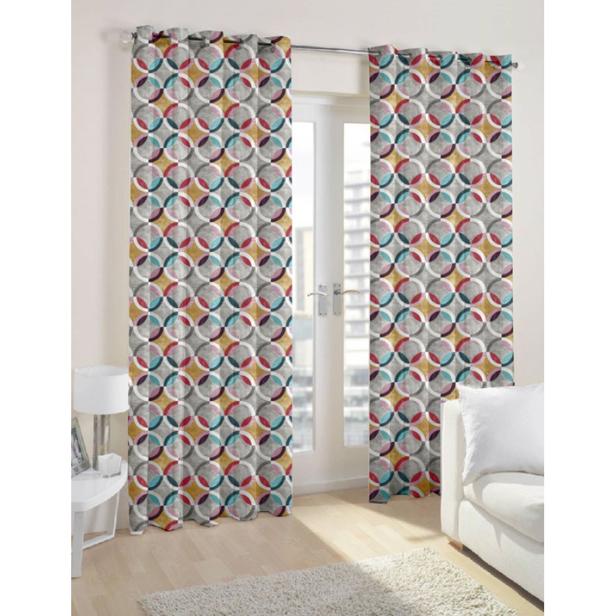 Έτοιμη Κουρτίνα με κρίκους (140x250) Newhome Ritmo Rojo