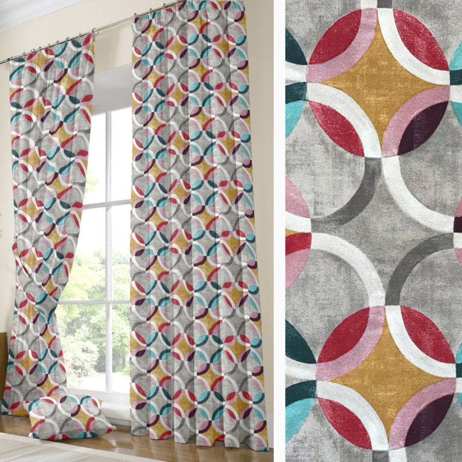 Έτοιμη Κουρτίνα με τρέσσα και δέστρα (137x250) Newhome Ritmo Rojo