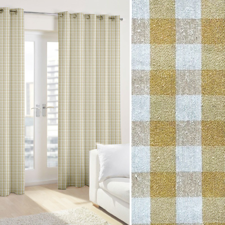 Έτοιμη Κουρτίνα με κρίκους (200x250) Καρώ μπεζ Newhome Rubi beige