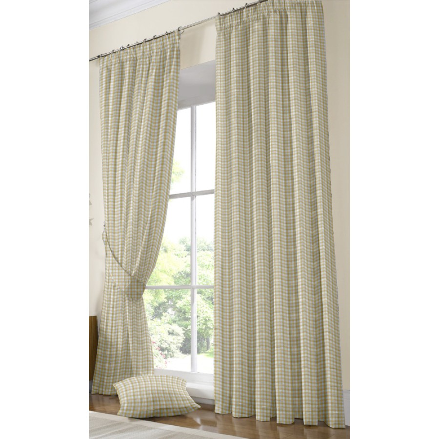 Ύφασμα με το μέτρο (Φ280) NEWHOME Rubi beige καρώ μπεζ για κουρτίνες και κατασκευές