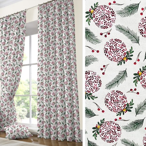 Έτοιμη Κουρτίνα με τρέσσα (137x250) Χριστουγεννιάτικη Newhome Cristal Rojo