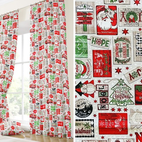 Έτοιμη Κουρτίνα με τρέσσα (137x250) Χριστουγεννιάτικη Newhome Karensa Unico