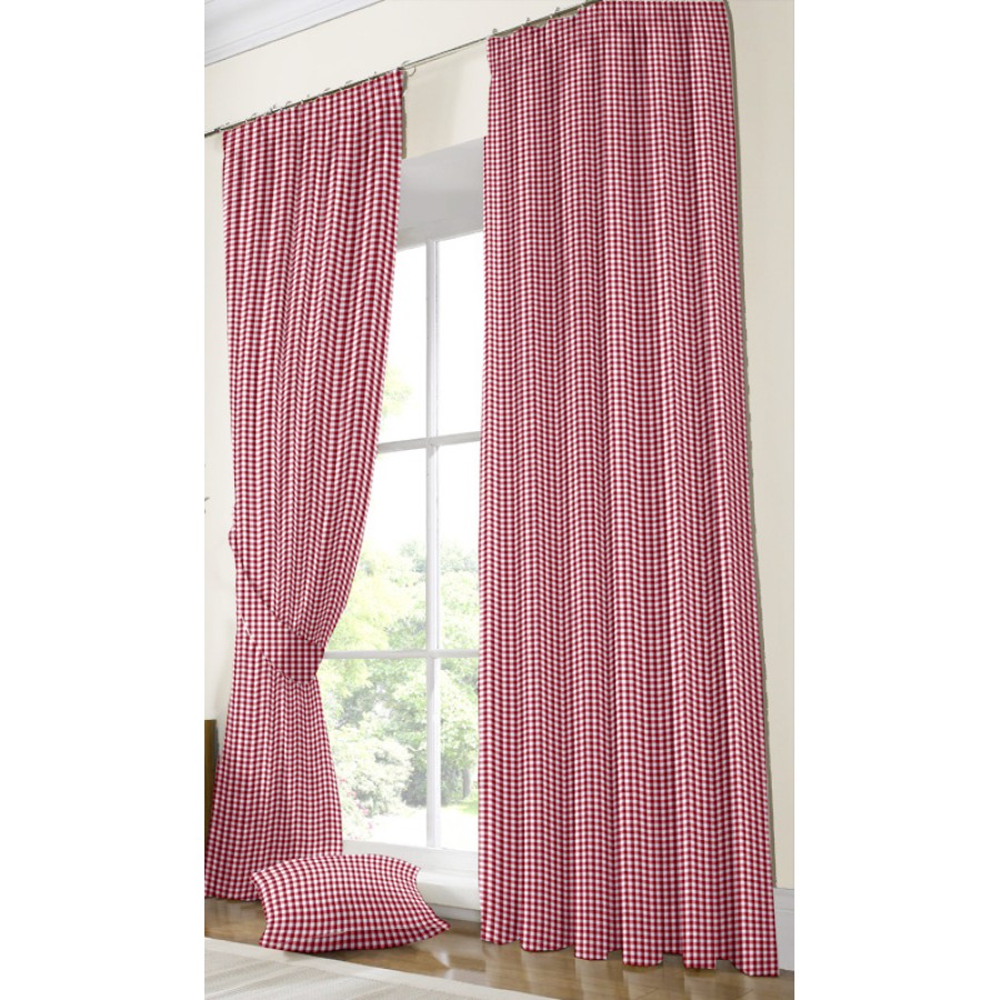 Έτοιμη Κουρτίνα με τρέσσα (200x250) Newhome Zafiro rojo καρώ κόκκινο